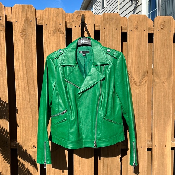 INC international concepts green leather jacket - Picture 2 of 6